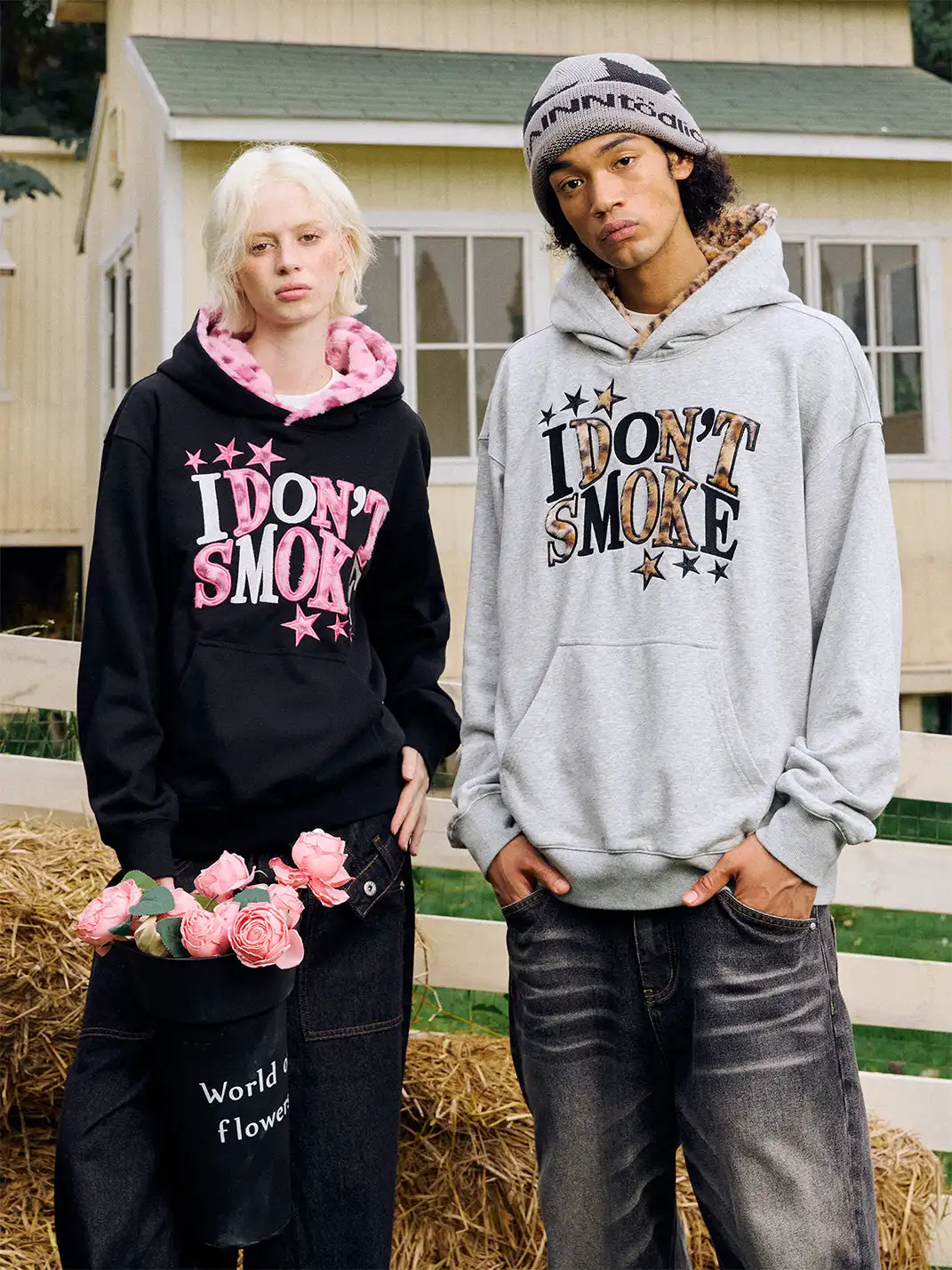 DONSMOKE | Leopard Print Star Appliqué Sweatshirt
