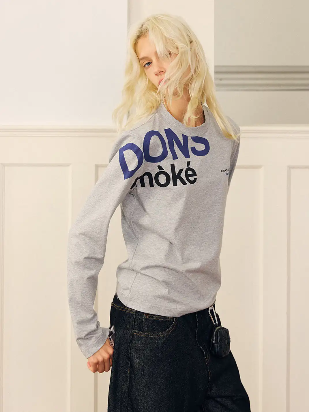 DONSMOKE | Slogan Print Long Sleeve Top