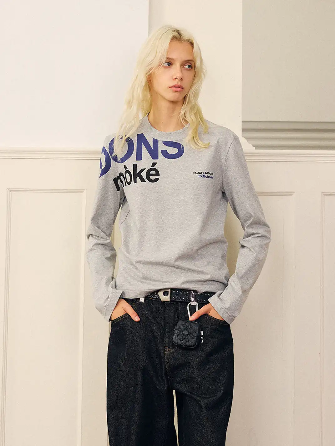 DONSMOKE | Slogan Print Long Sleeve Top