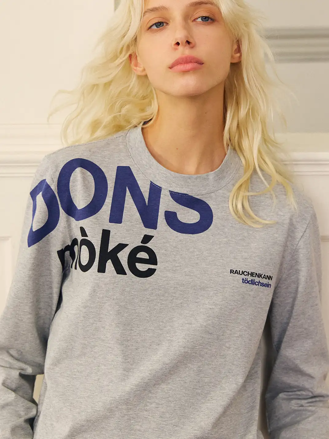 DONSMOKE | Slogan Print Long Sleeve Top