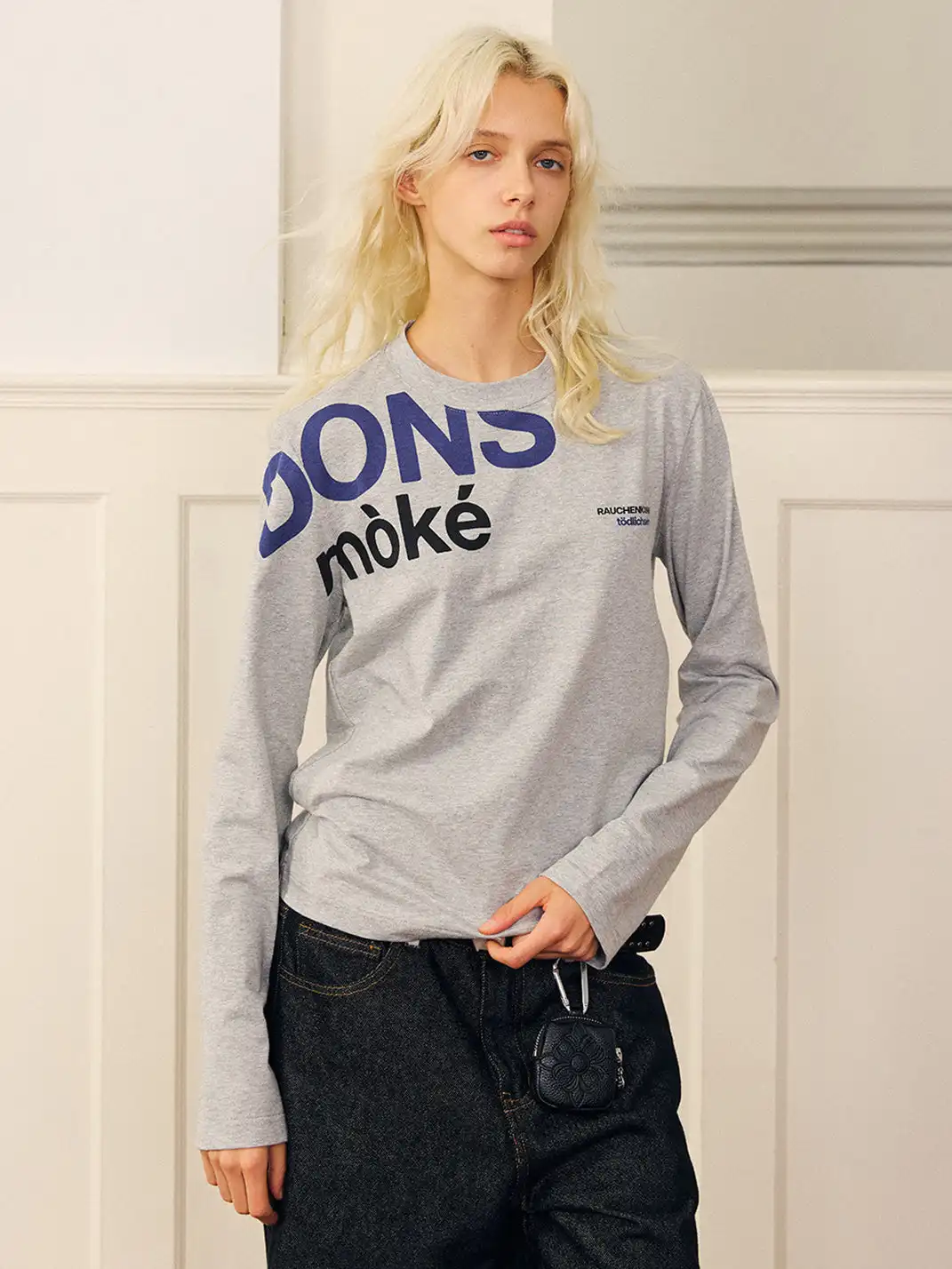 DONSMOKE | Slogan Print Long Sleeve Top