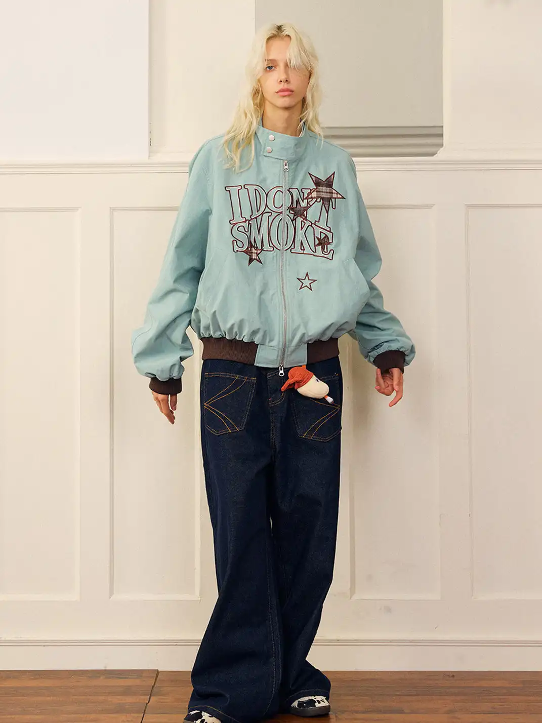 DONSMOKE | Star-patterned Large Logo Jacket