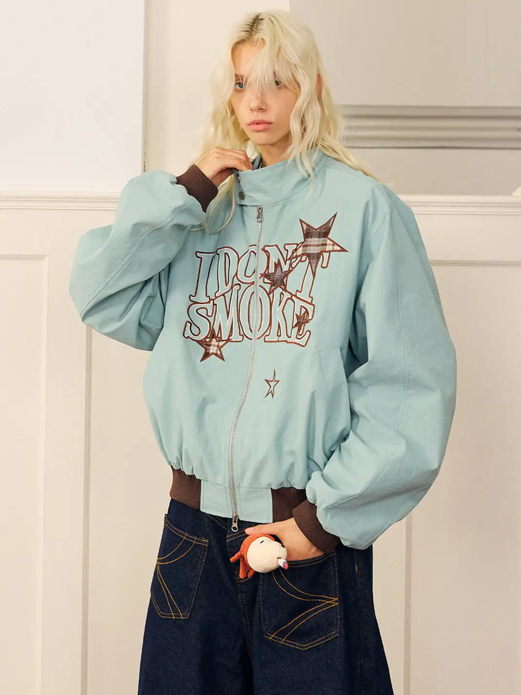 DONSMOKE | Star-patterned Large Logo Jacket