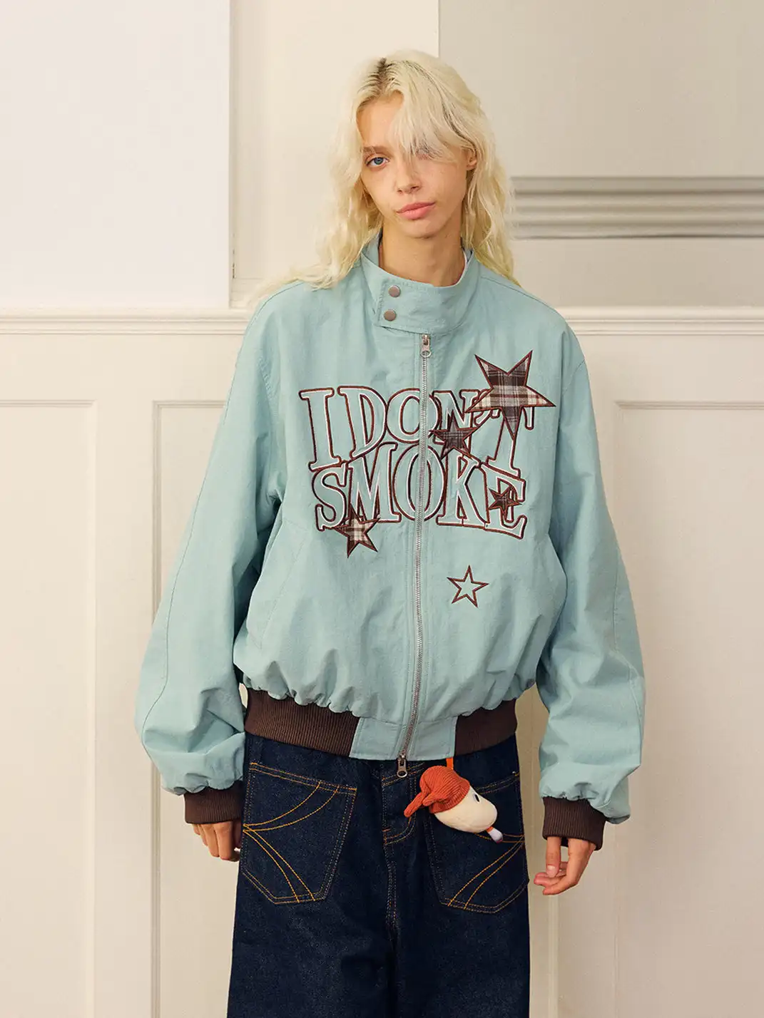 DONSMOKE | Star-patterned Large Logo Jacket