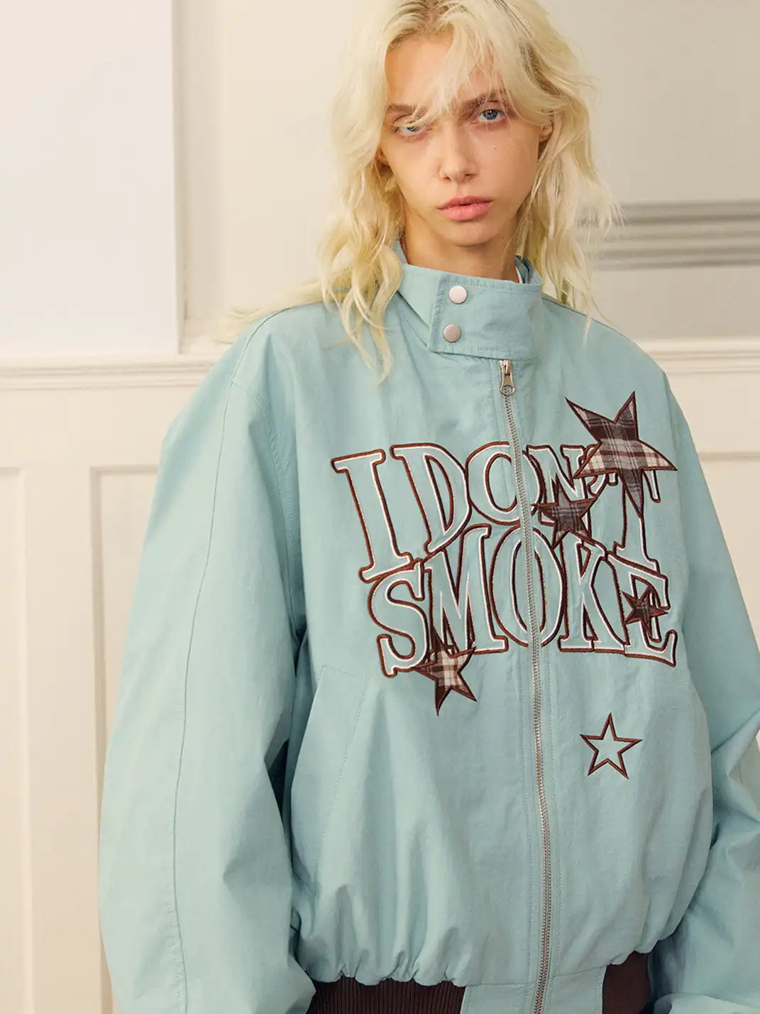 DONSMOKE | Star-patterned Large Logo Jacket