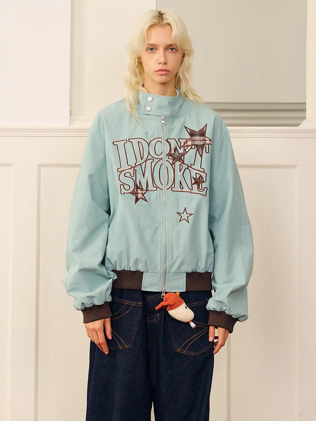 DONSMOKE | Star-patterned Large Logo Jacket
