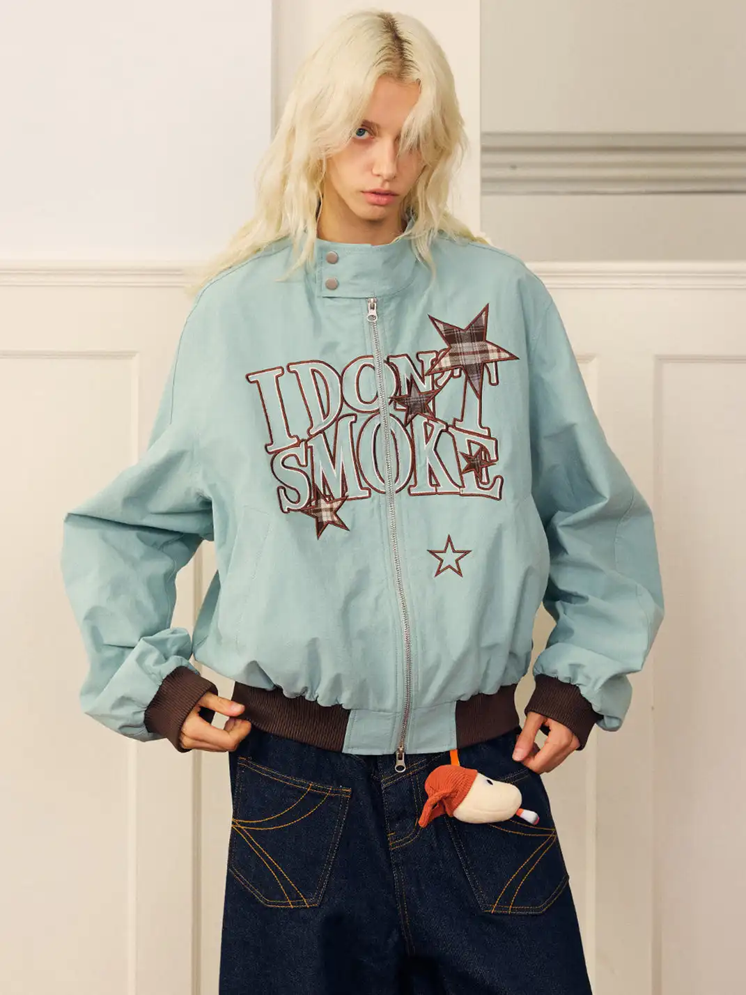DONSMOKE | Star-patterned Large Logo Jacket