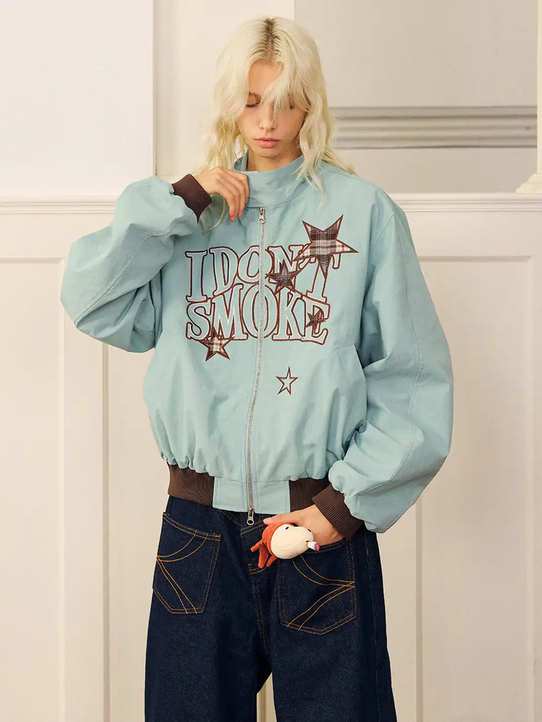 DONSMOKE | Star-patterned Large Logo Jacket