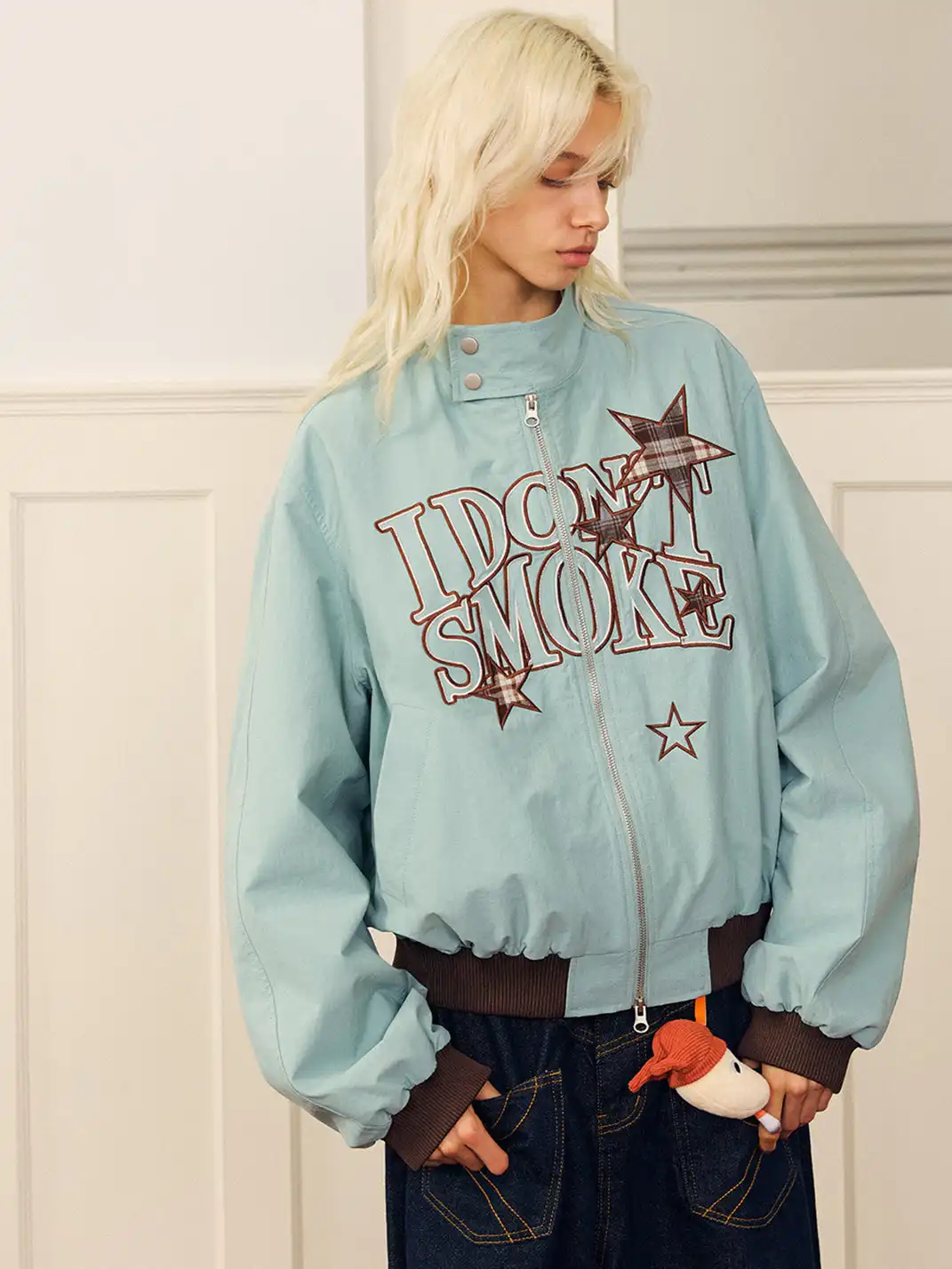 DONSMOKE | Star-patterned Large Logo Jacket