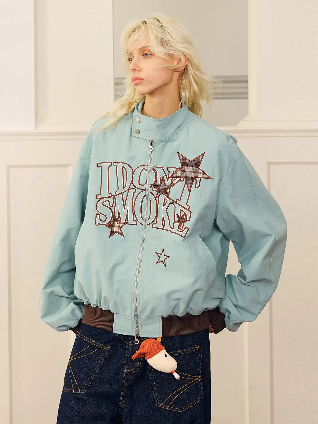 DONSMOKE | Star-patterned Large Logo Jacket