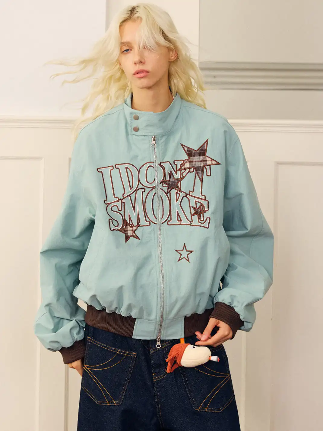 DONSMOKE | Star-patterned Large Logo Jacket