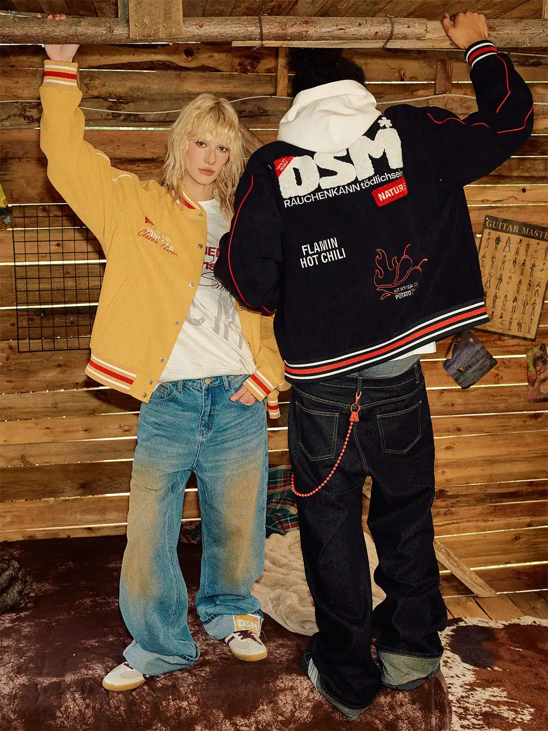 DONSMOKE | Wavy Textured Corduroy Baseball Jacket