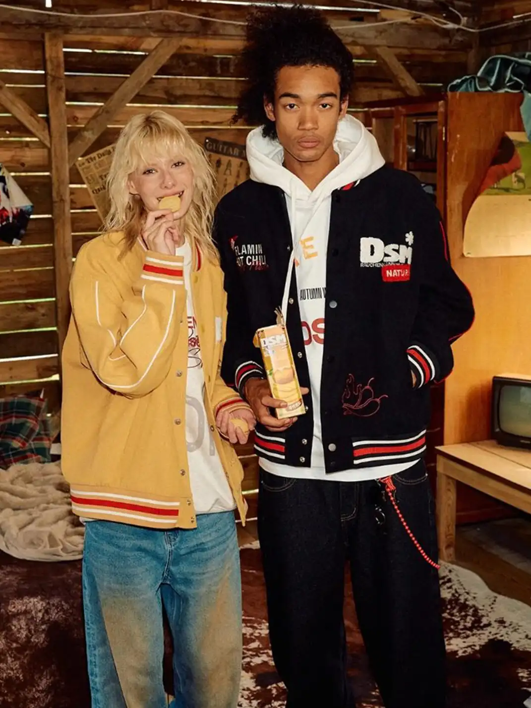 DONSMOKE | Wavy Textured Corduroy Baseball Jacket