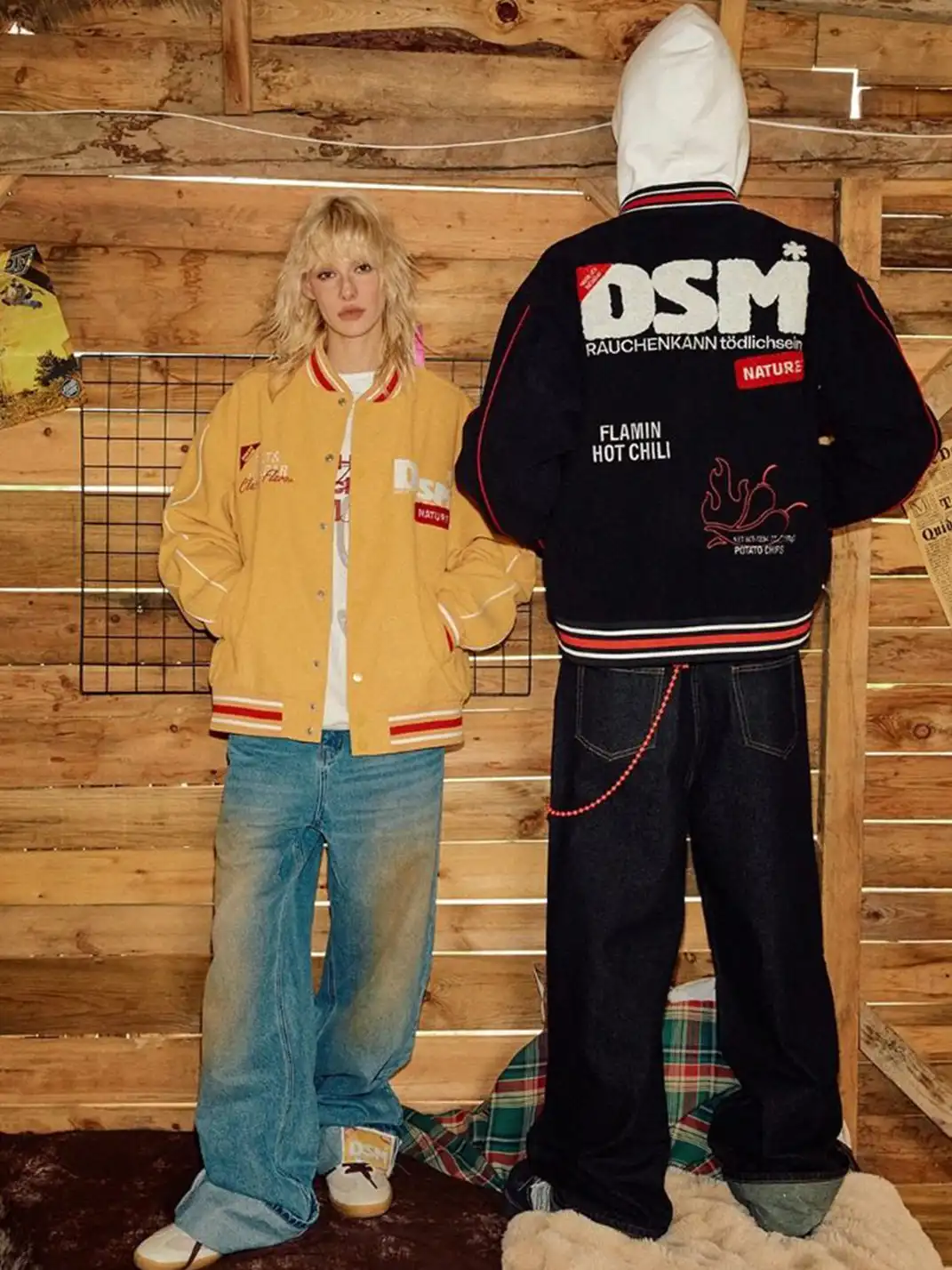 DONSMOKE | Wavy Textured Corduroy Baseball Jacket