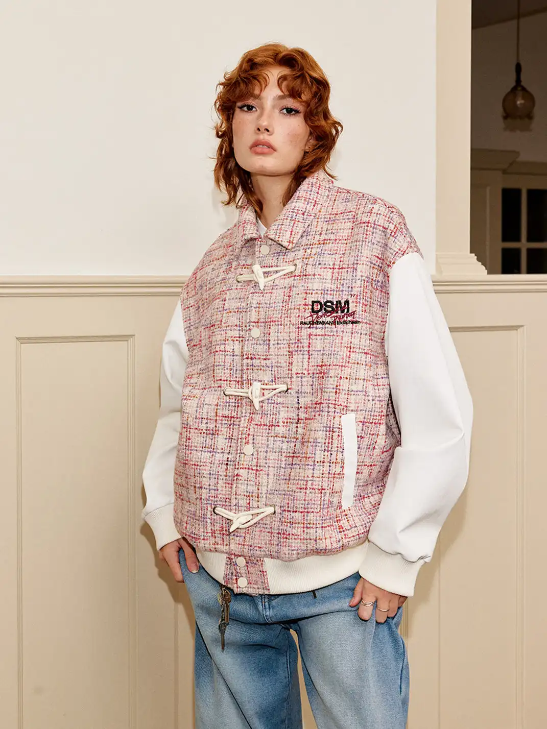DONSMOKE | Horn-Buttoned Colorful Yarn Jacket