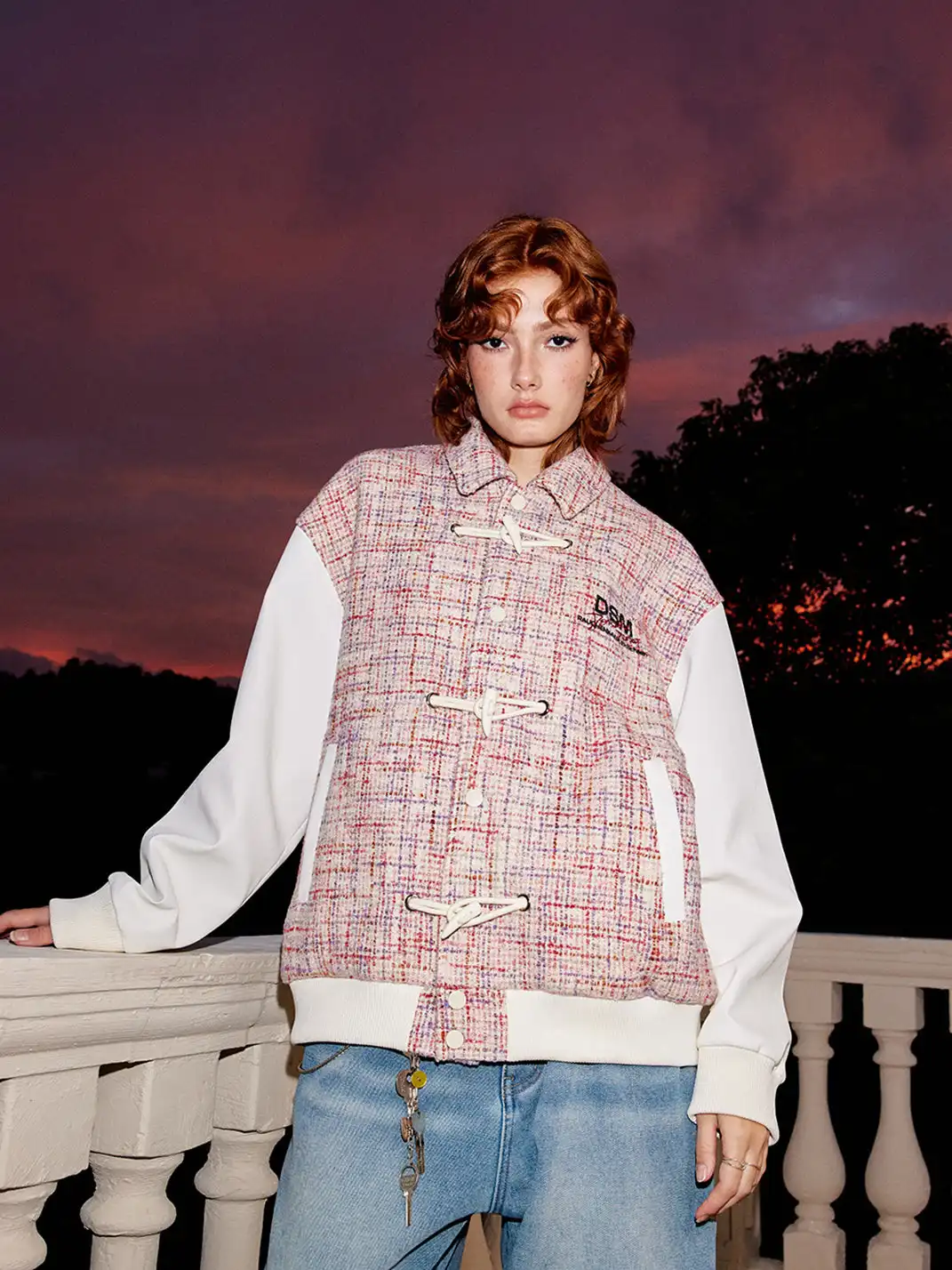 DONSMOKE | Horn-Buttoned Colorful Yarn Jacket