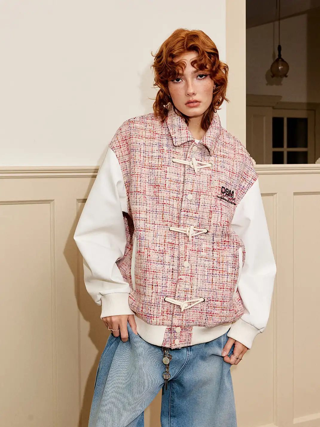 DONSMOKE | Horn-Buttoned Colorful Yarn Jacket