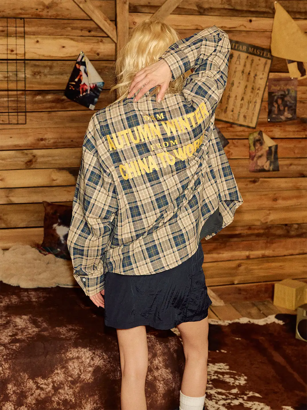 DONSMOKE | Color-Blocked Plaid Shirt