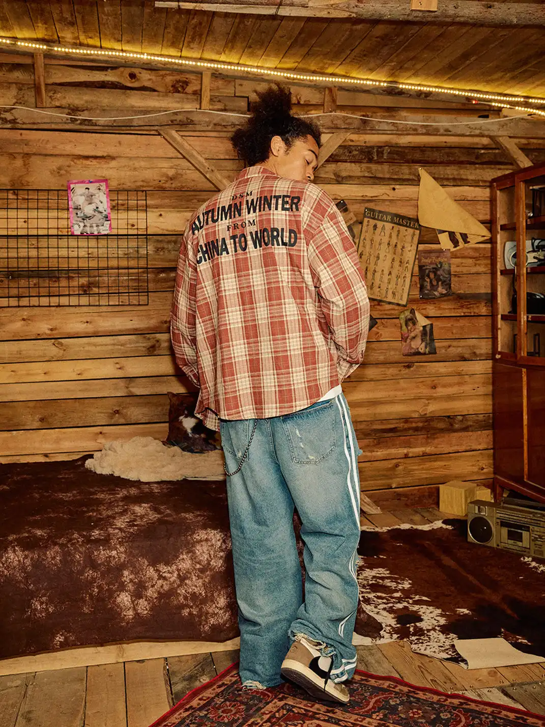 DONSMOKE | Color-Blocked Plaid Shirt
