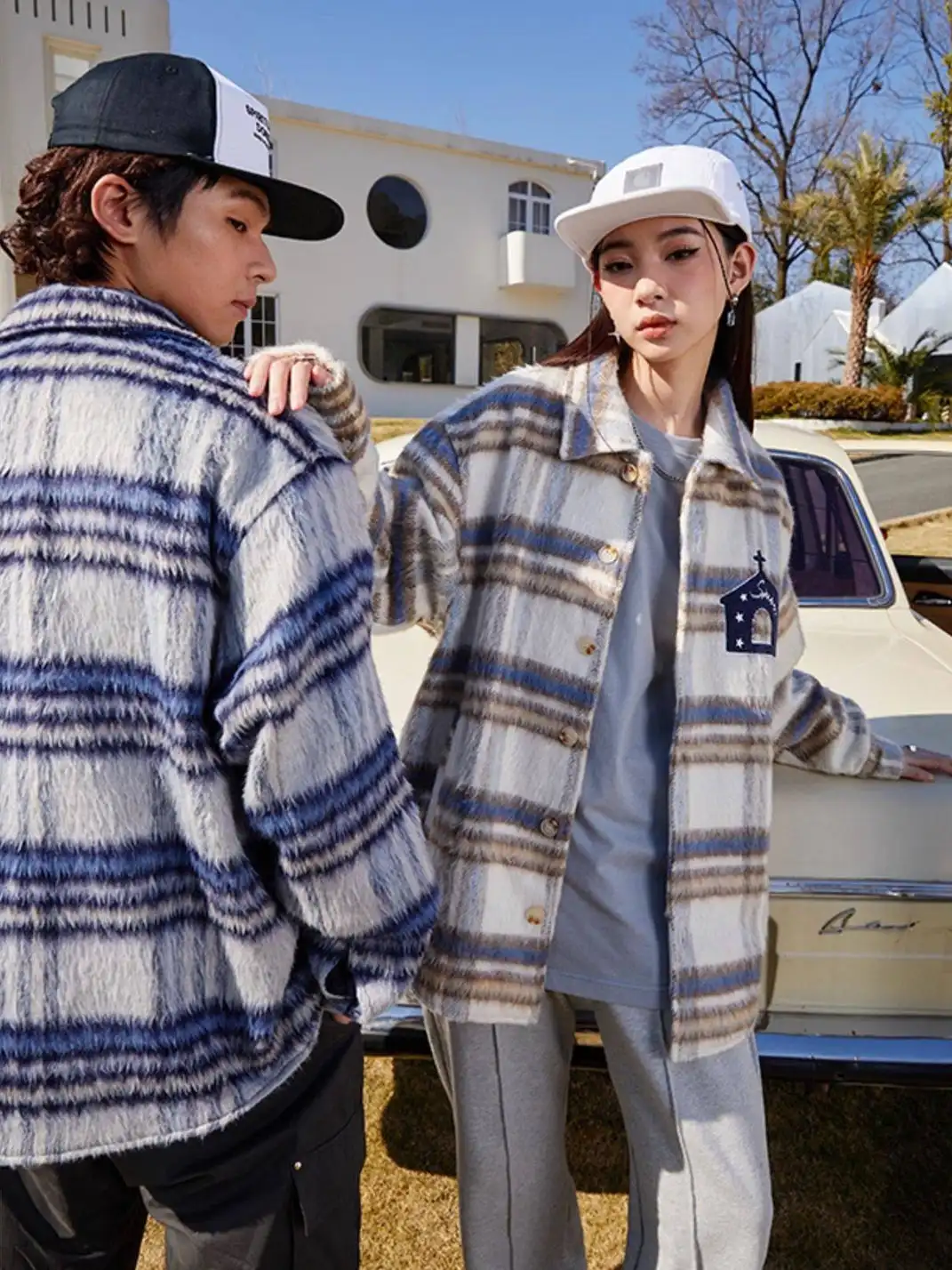 DONSMOKE | Wool Plaid Terry Cloth Coat