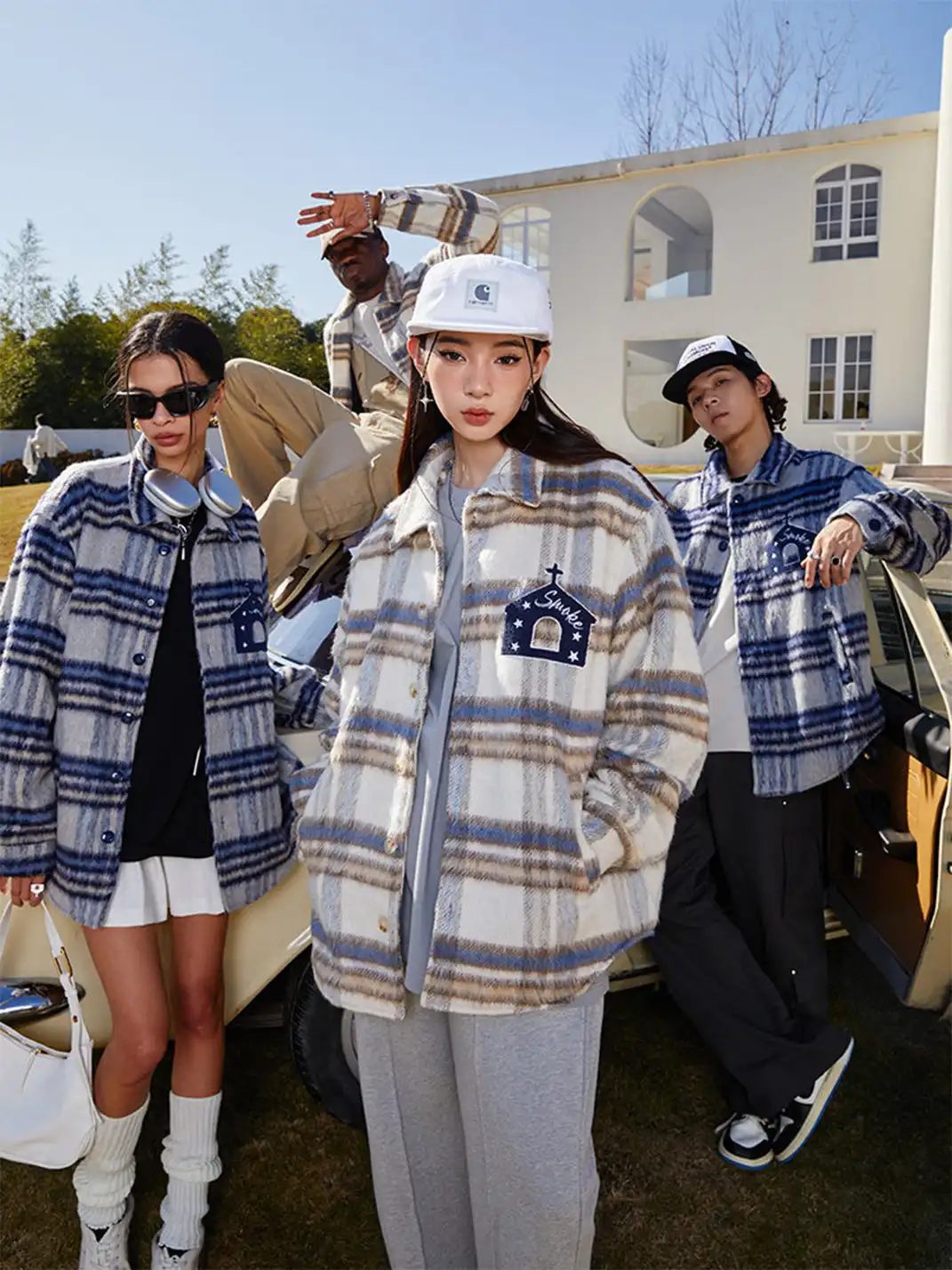 DONSMOKE | Wool Plaid Terry Cloth Coat