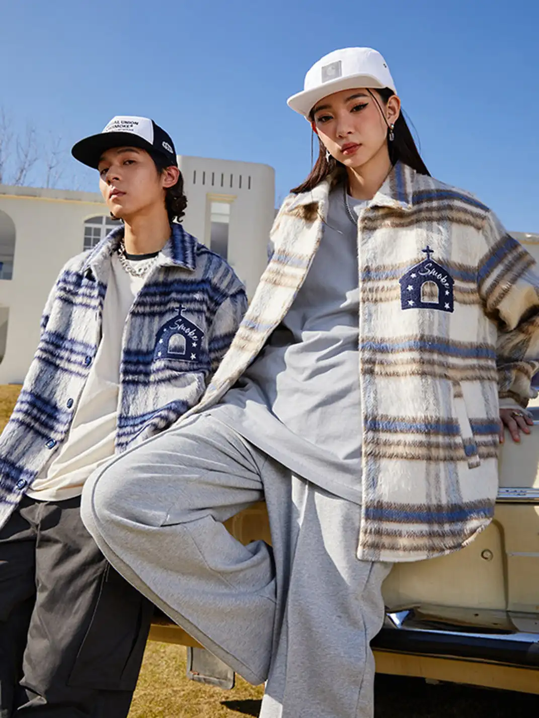 DONSMOKE | Wool Plaid Terry Cloth Coat