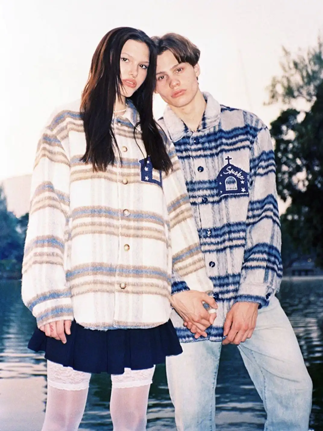 DONSMOKE | Wool Plaid Terry Cloth Coat
