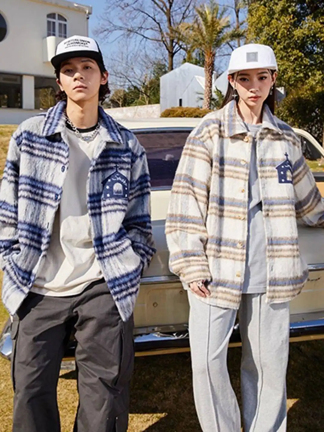 DONSMOKE | Wool Plaid Terry Cloth Coat
