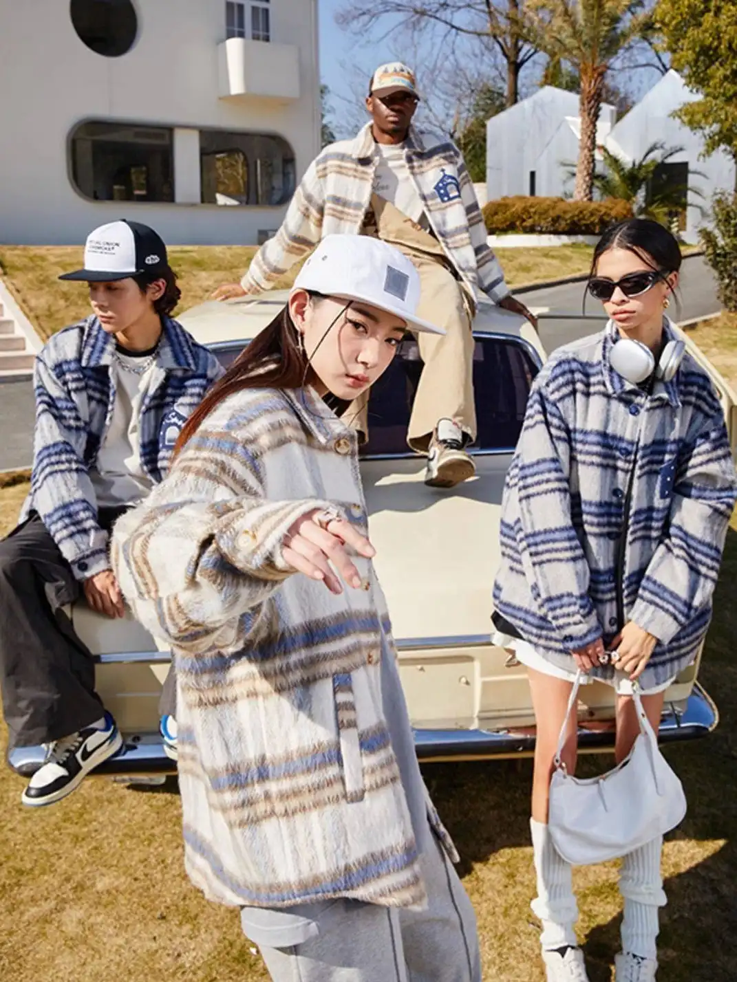DONSMOKE | Wool Plaid Terry Cloth Coat