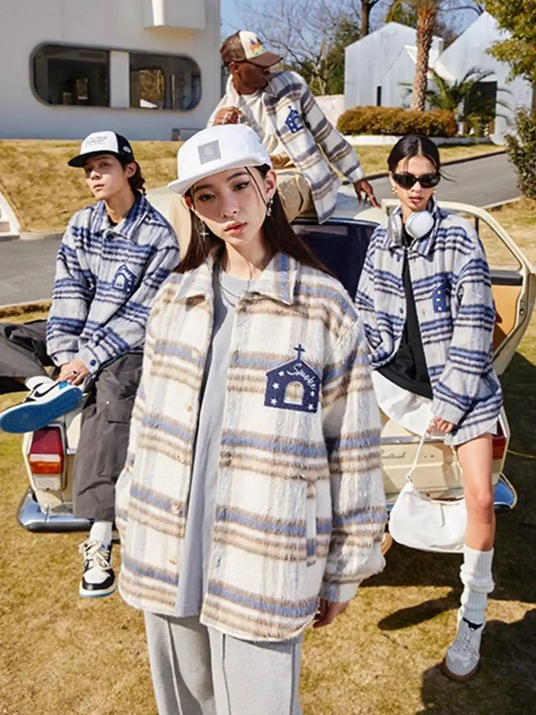 DONSMOKE | Wool Plaid Terry Cloth Coat