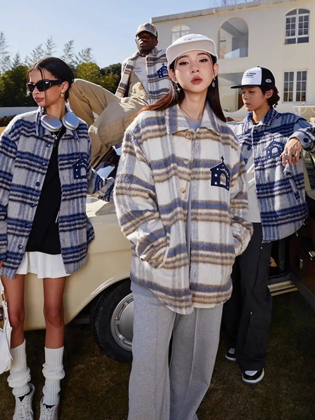 DONSMOKE | Wool Plaid Terry Cloth Coat