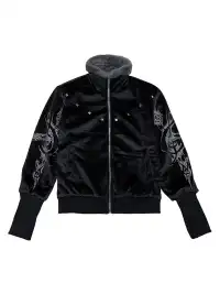 PAIKI | Tiger-Print Fur Collar Velvet Stand-Up Collar Coat