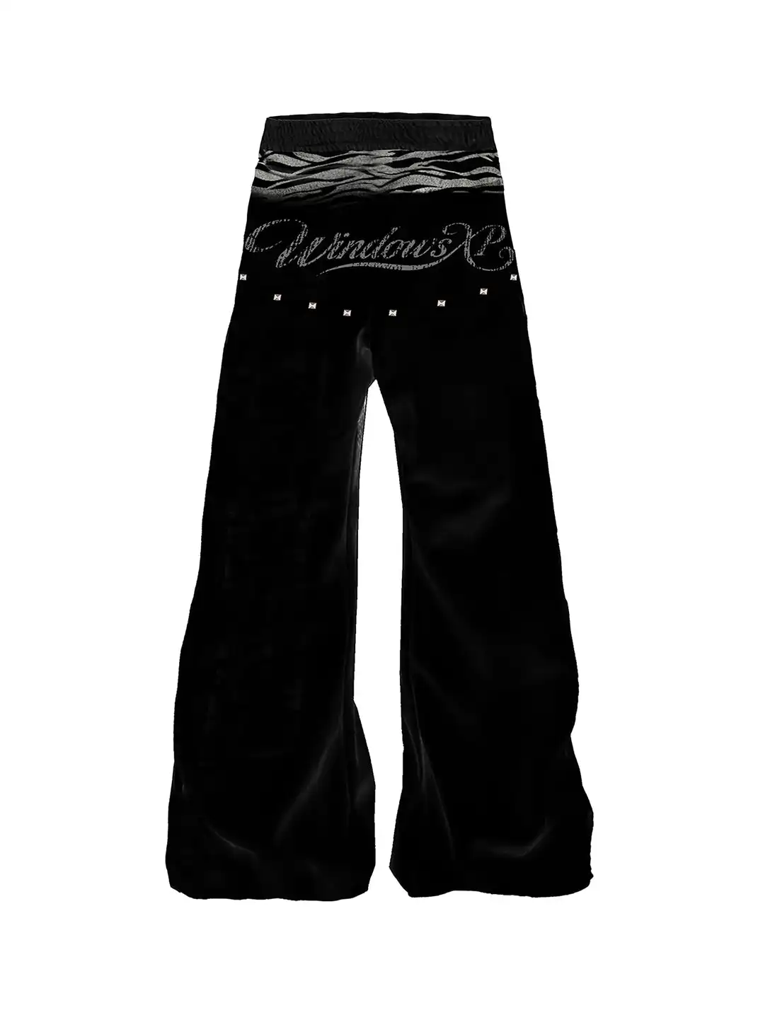 PAIKI | Tiger-Print Velvet Patchwork Faux Double-Waist Pants