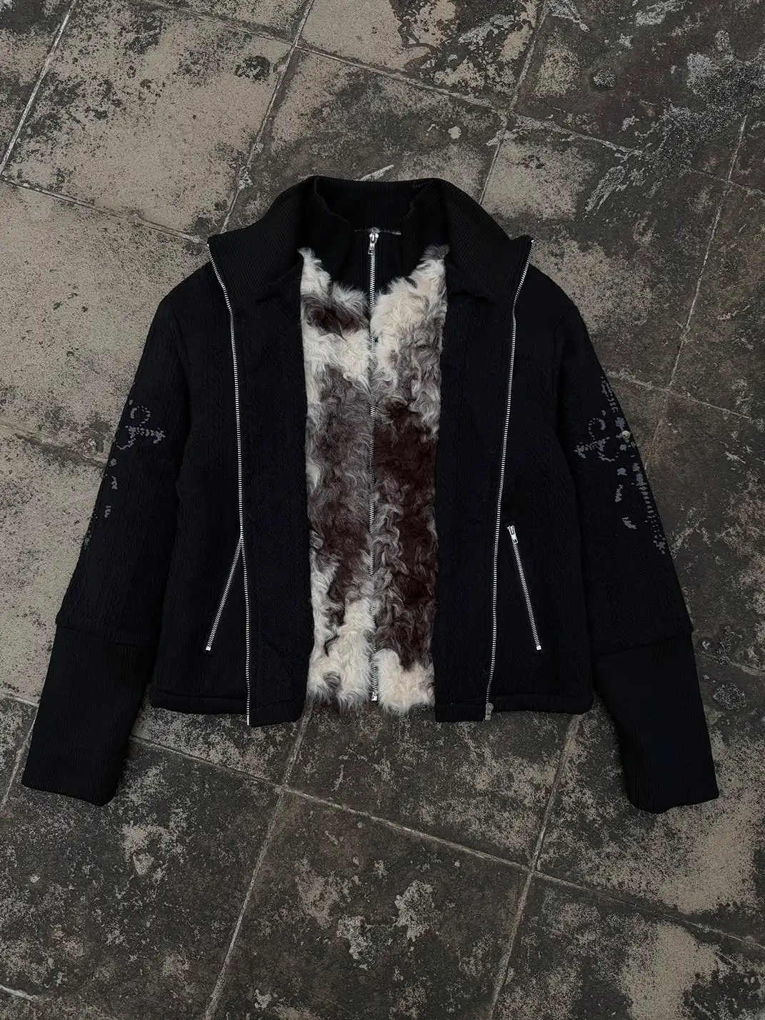PAIKI | Cross Rope Cow Print Knit Jacket