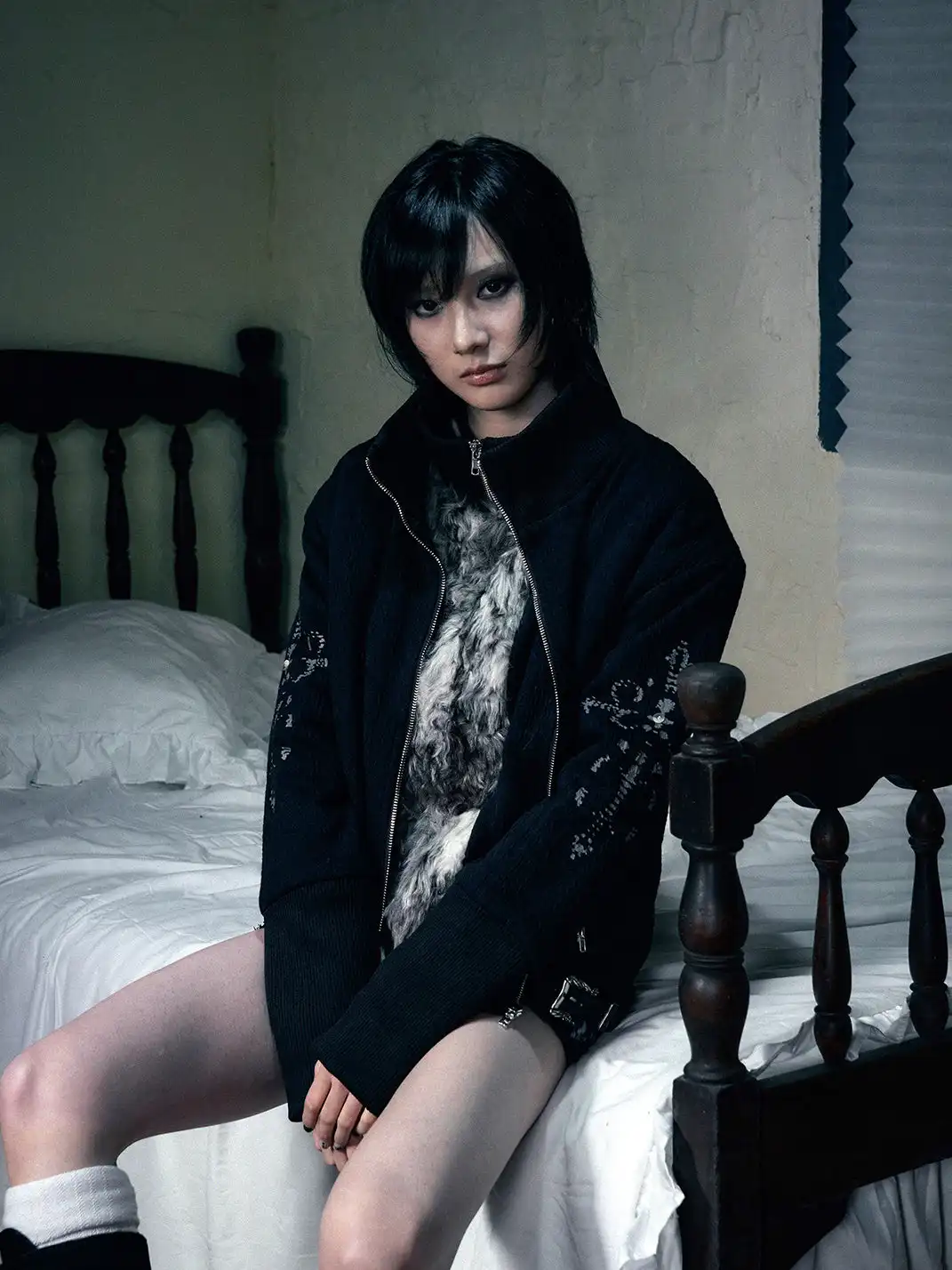 PAIKI | Cross Rope Cow Print Knit Jacket