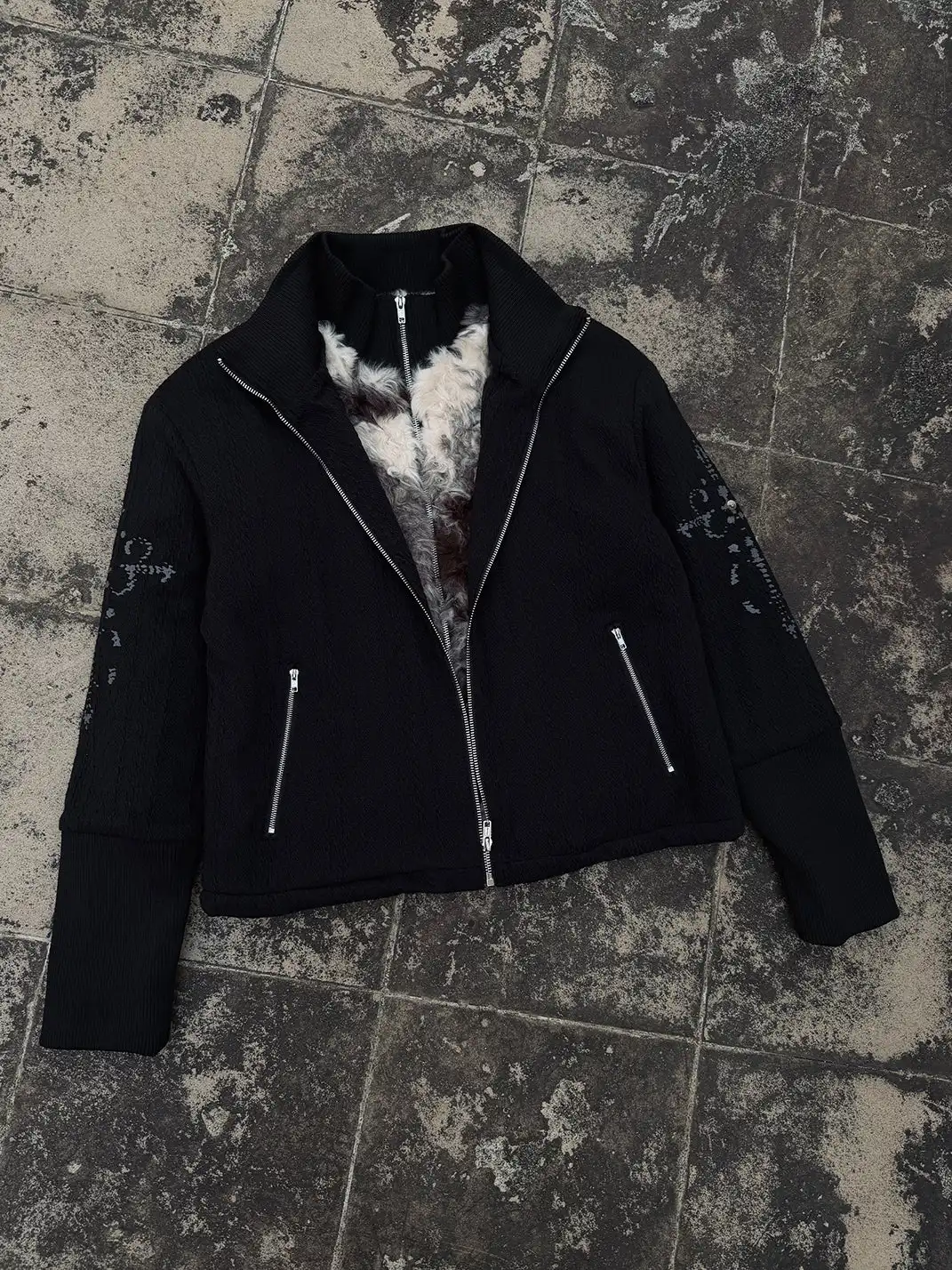 PAIKI | Cross Rope Cow Print Knit Jacket