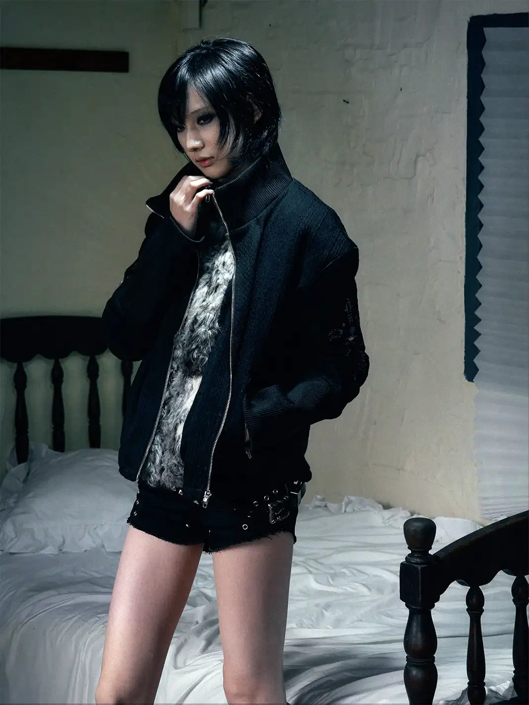 PAIKI | Cross Rope Cow Print Knit Jacket