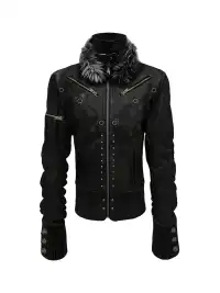 PAIKI | Pearl-Washed Leather Jacket with Fur Collar