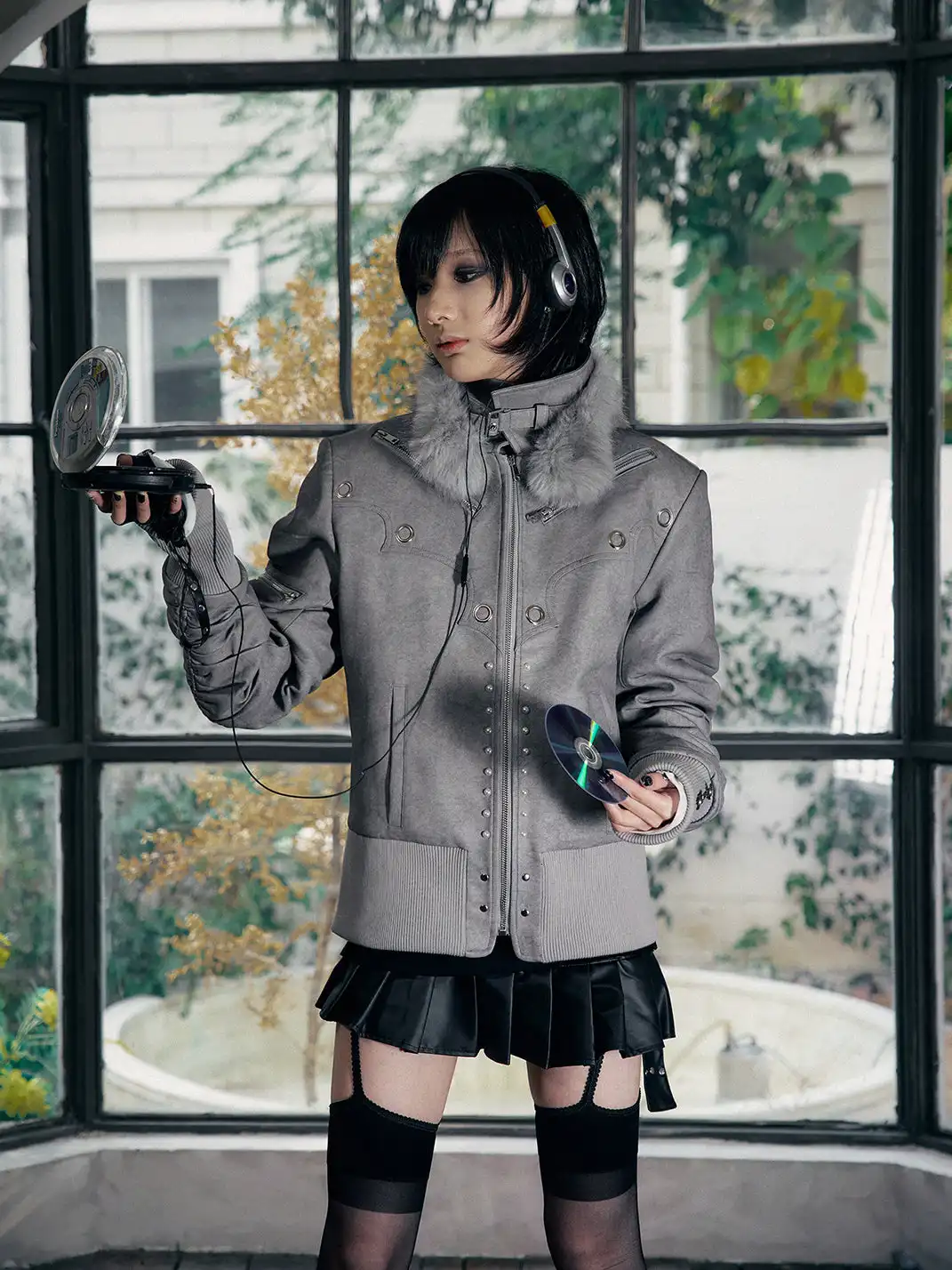 PAIKI | Pearl-Washed Leather Jacket with Fur Collar