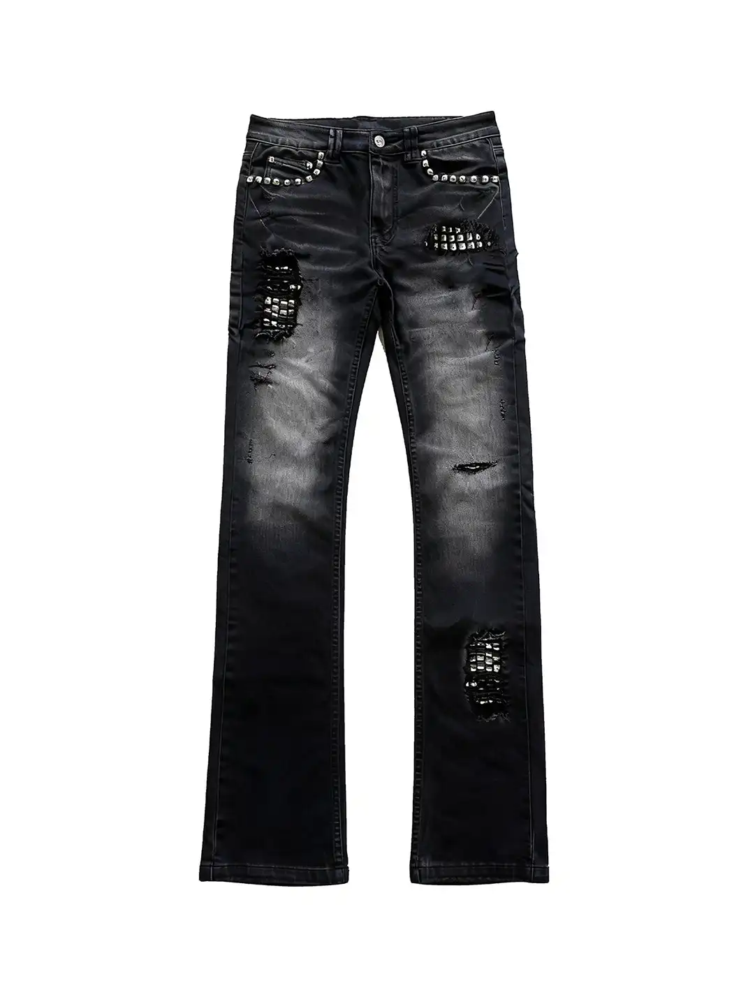 PAIKI | Riveted Ripped Washed Jeans