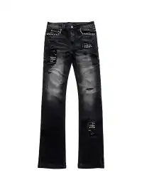 PAIKI | Riveted Ripped Washed Jeans