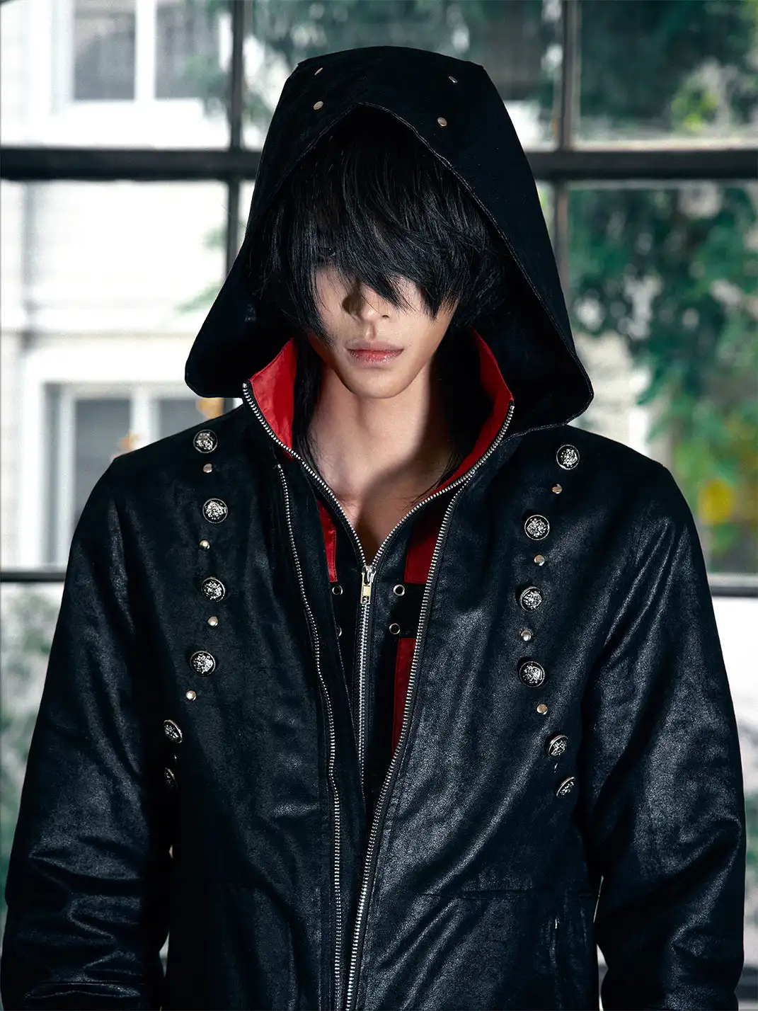 PAIKI | Patchwork Hooded Leather Jacket