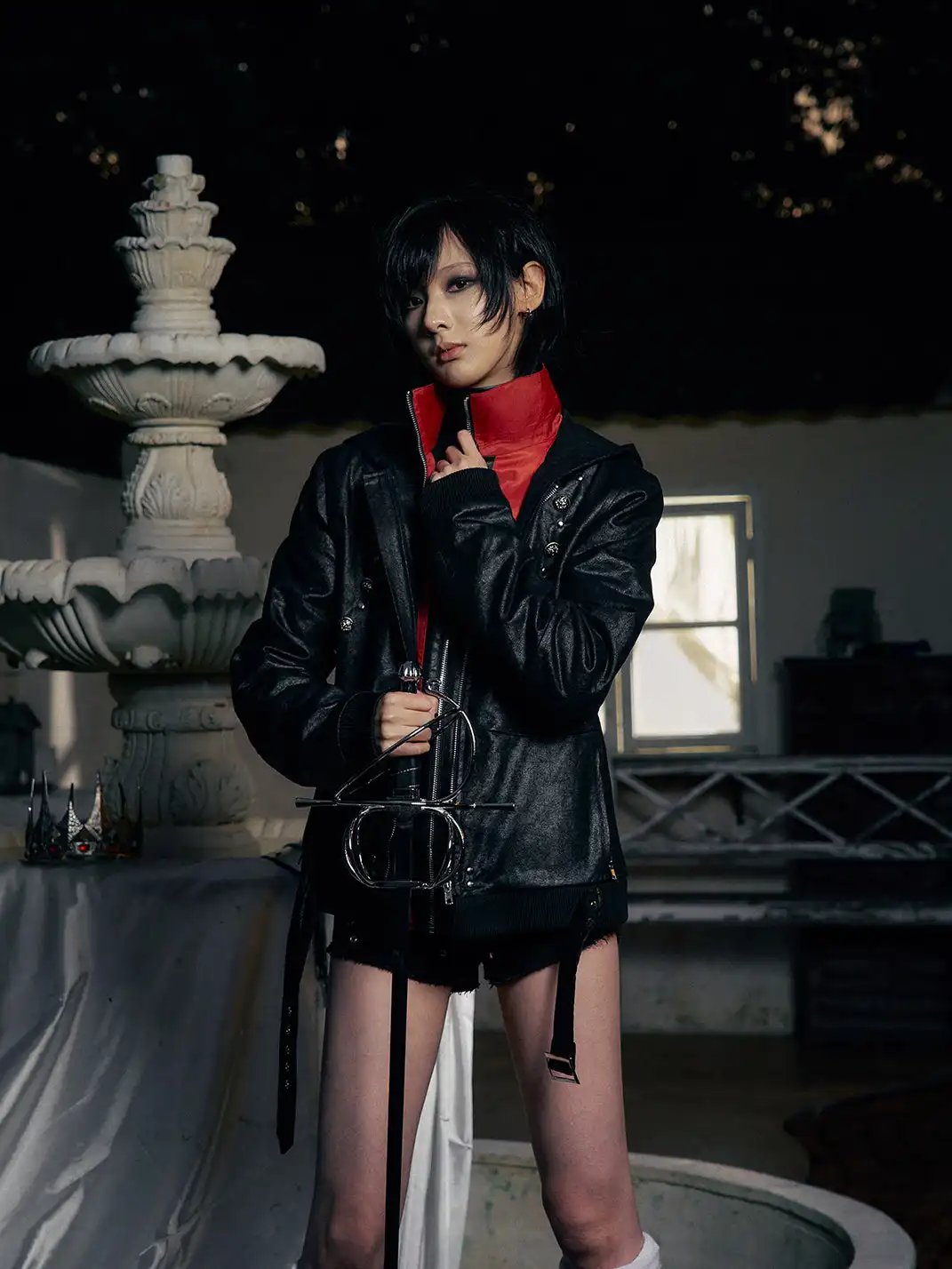 PAIKI | Patchwork Hooded Leather Jacket