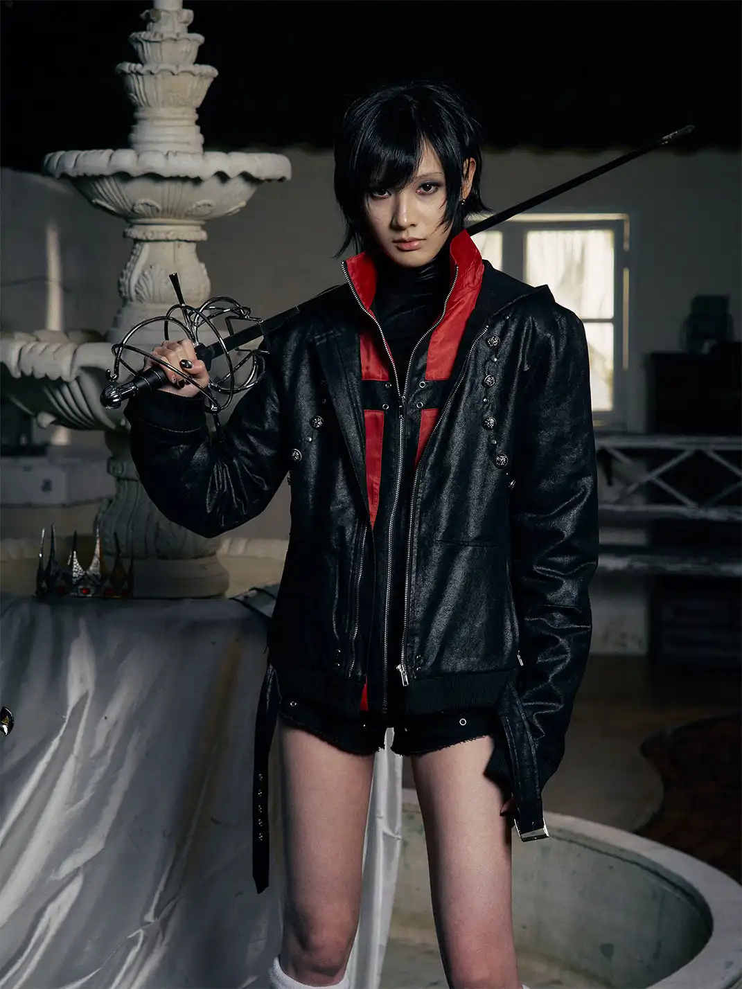 PAIKI | Patchwork Hooded Leather Jacket