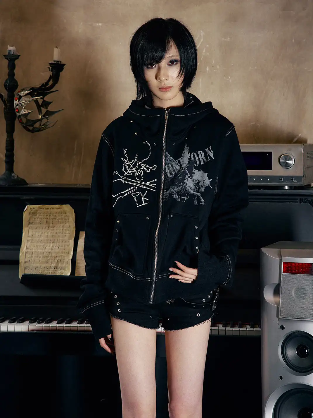 PAIKI | Unicorn Cardigan Hooded Fleece Sweatshirt