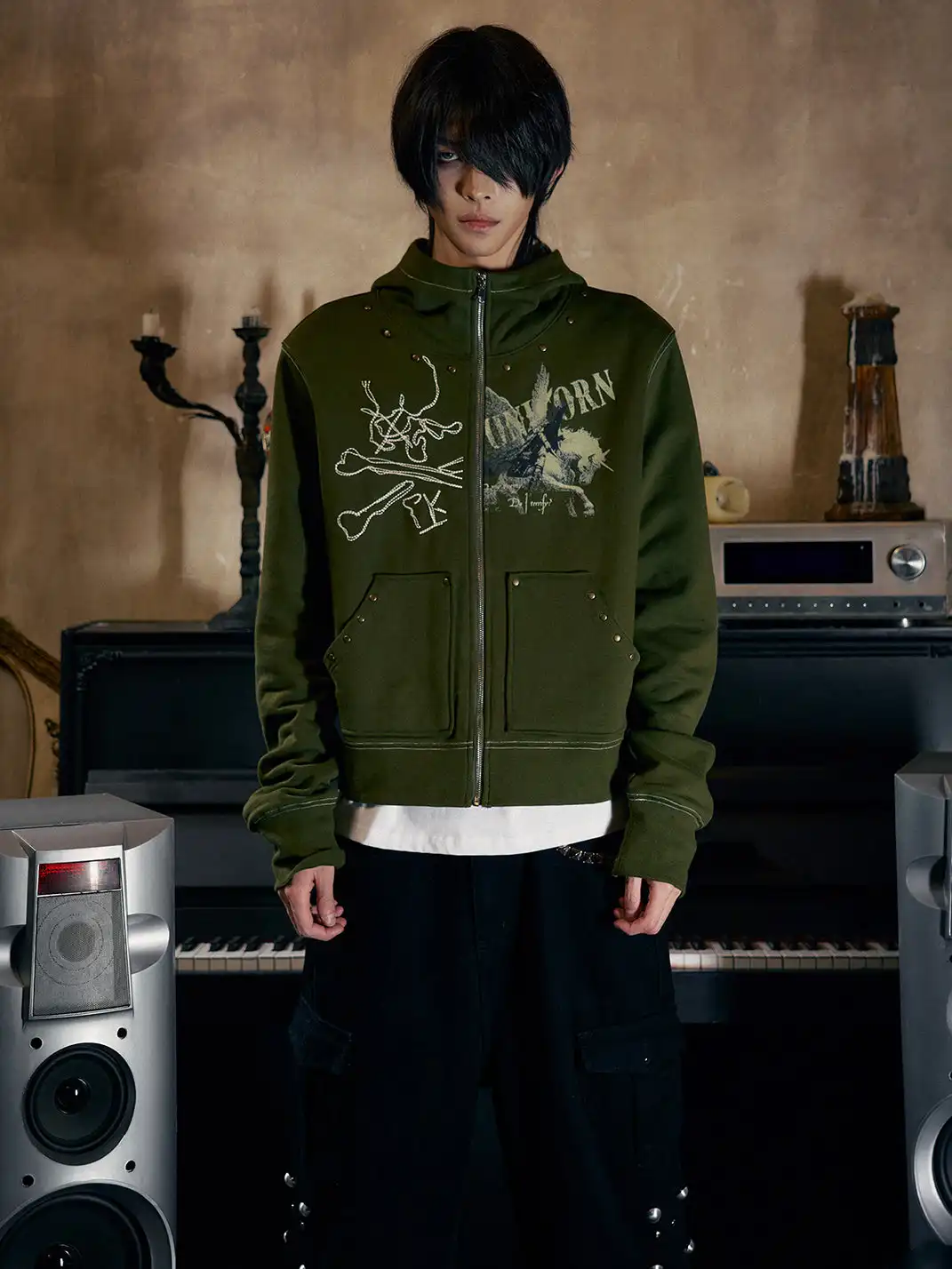 PAIKI | Unicorn Cardigan Hooded Fleece Sweatshirt