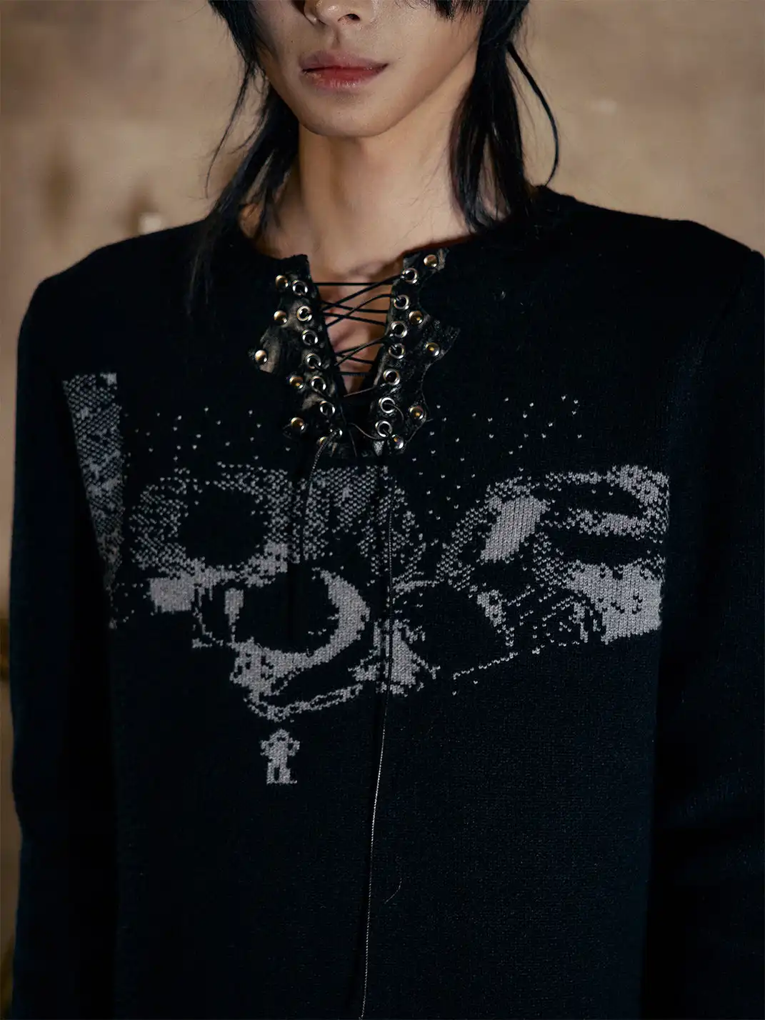 PAIKI | LOVE Henley Collar Slim Fit Sweater