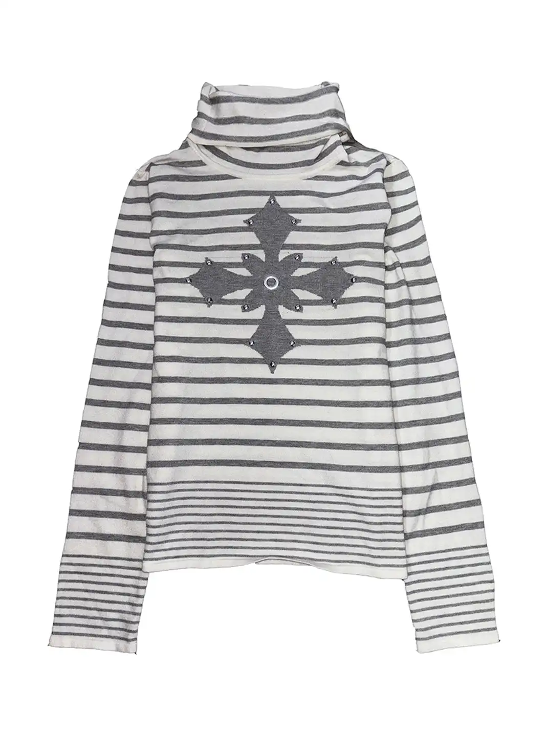 PAIKI | Cross-studded Striped Turtleneck Sweater