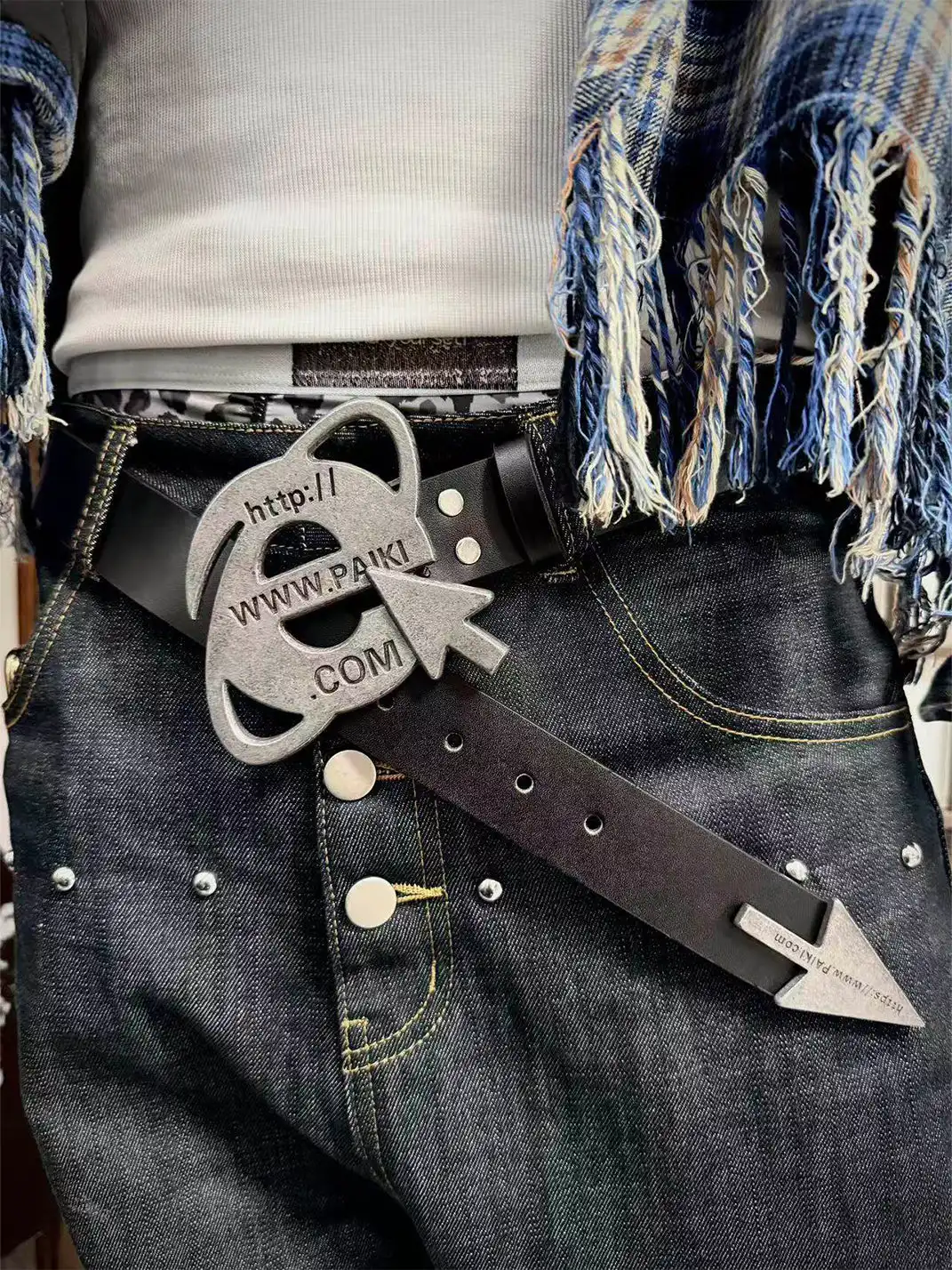 PAIKI | Browser Mouse Distressed Metal Belt