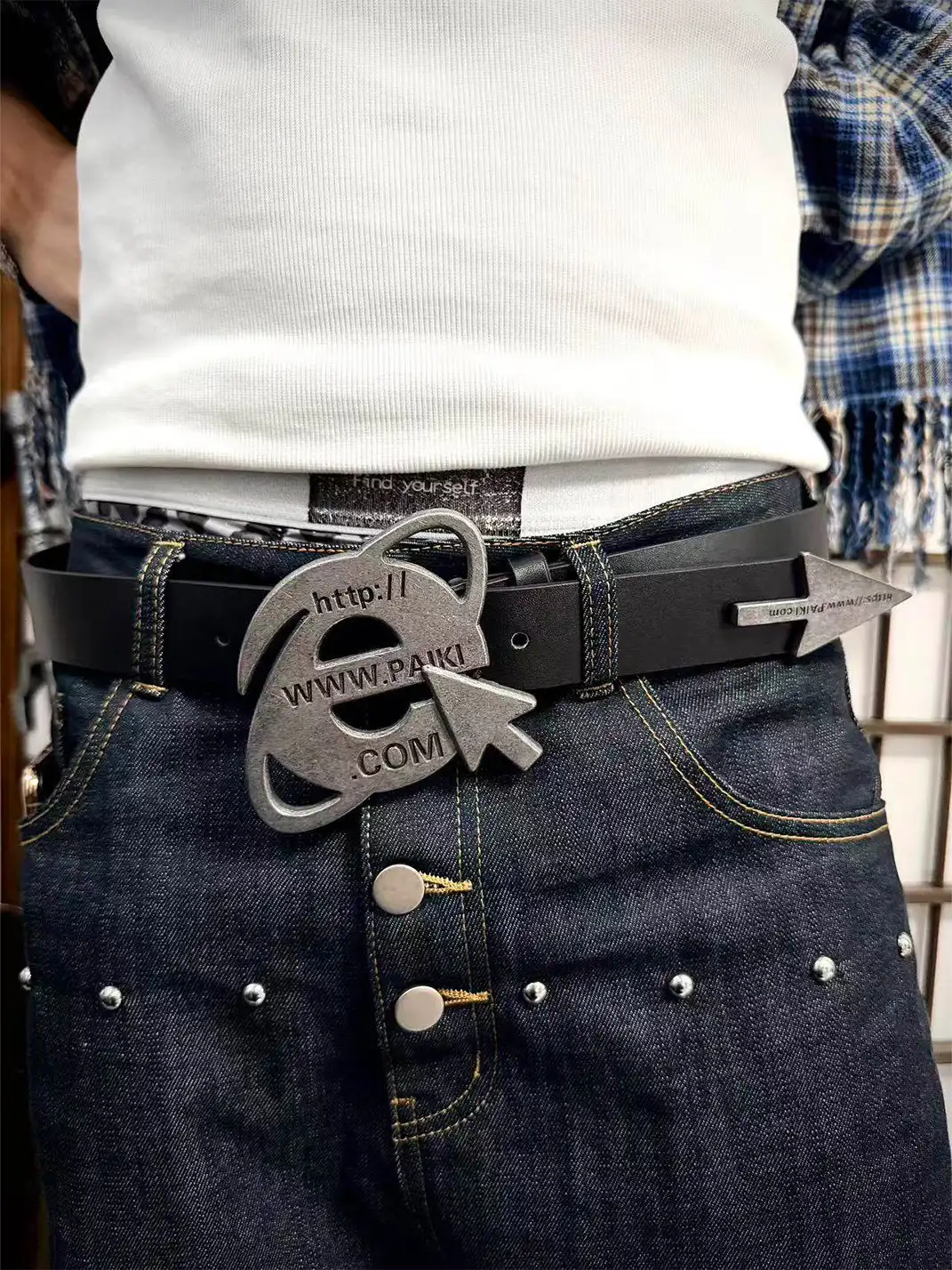 PAIKI | Browser Mouse Distressed Metal Belt